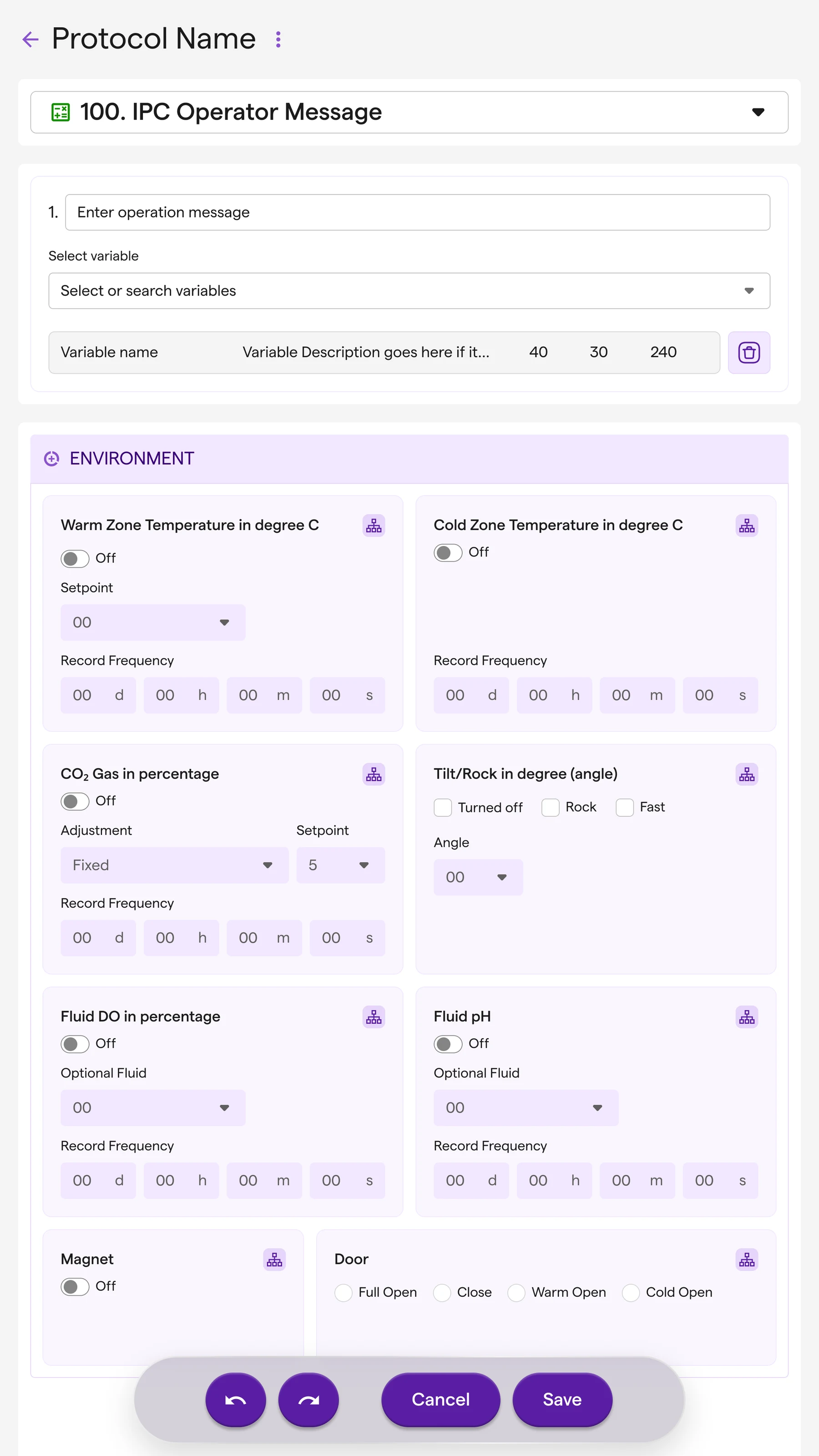 An operator message step, built from the same layout and components as every other step.