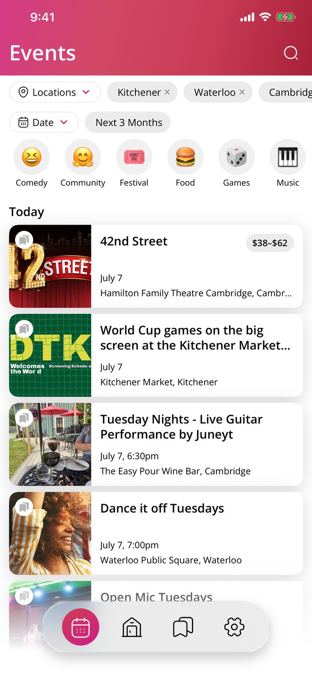 Pulse events feed